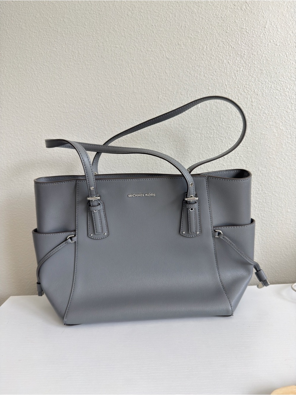 Michael Kors voyager Slate Gray Leather Tote